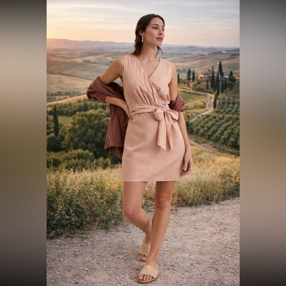 Anthropologie Dresses & Skirts - Anthropologie NWT Linen Wrap Mini Dress Size XXS.